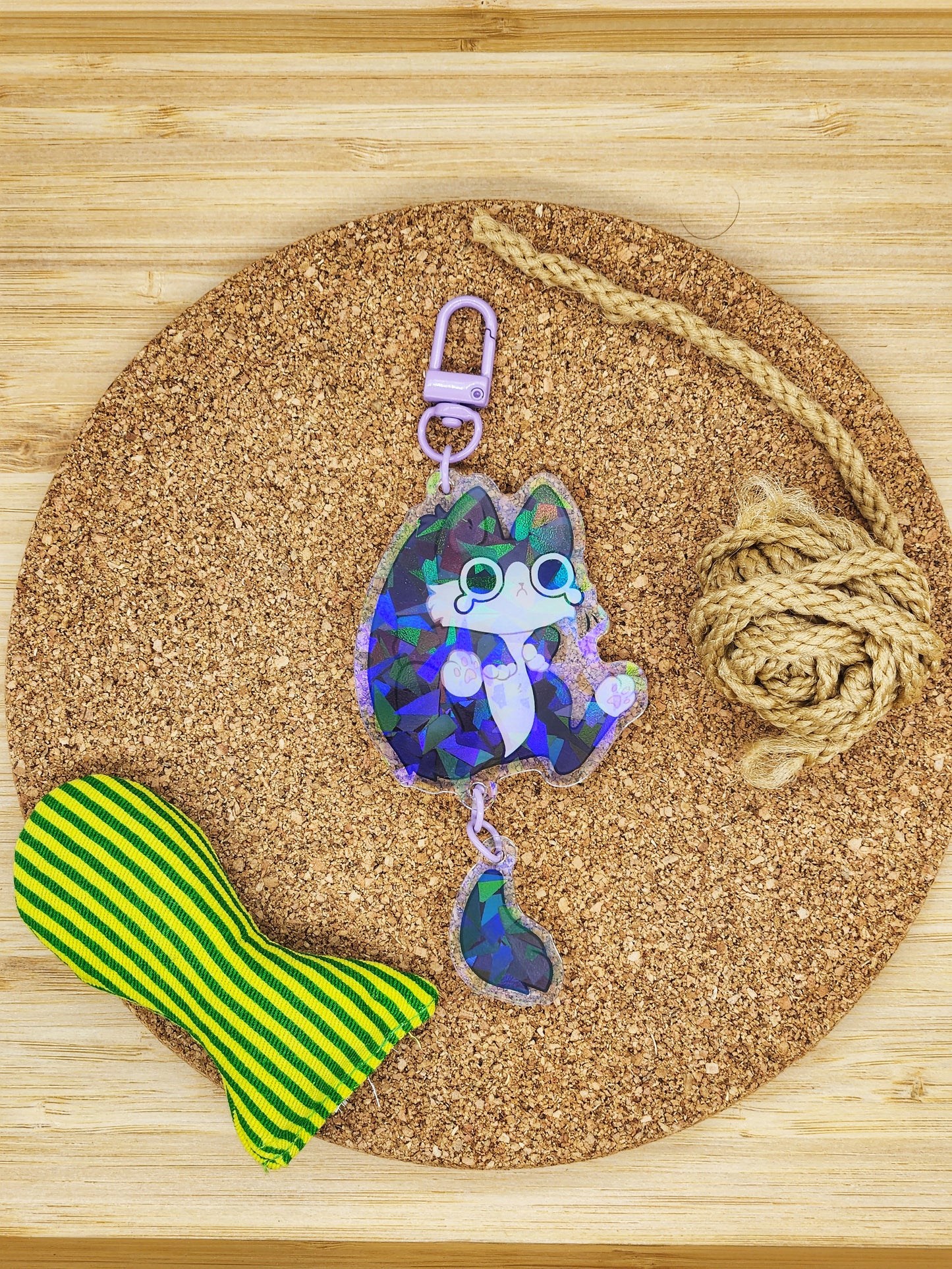 Tuxedo Cat Acrylic Charm - Scruffed!