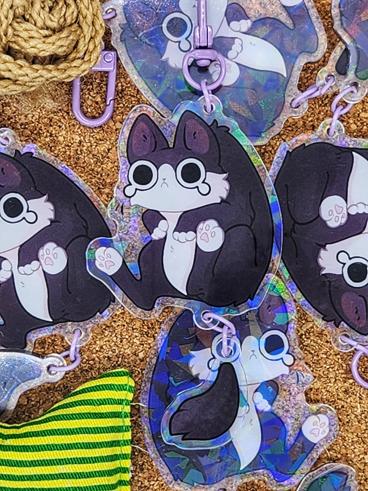 Tuxedo Cat Acrylic Charm - Scruffed!