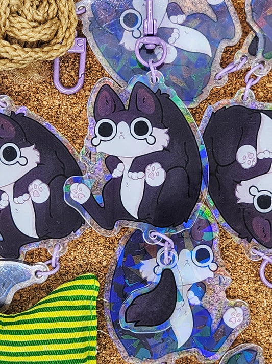 Tuxedo Cat Acrylic Charm - Scruffed!