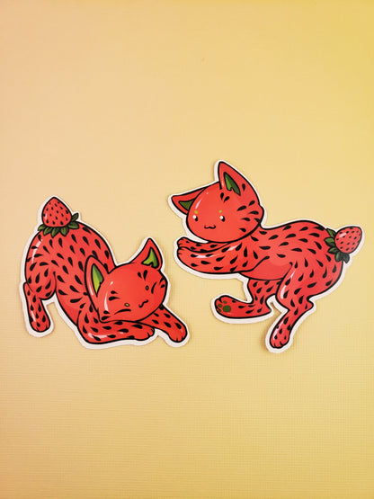 Feline Fruity Strawberry Cat - Sticker
