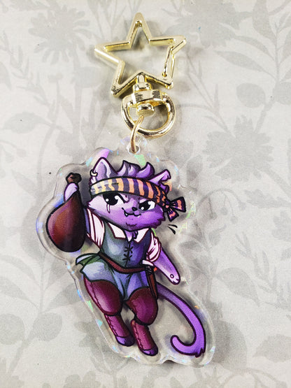 Rogue Kitty Quest - RPG Themed Holo Acrylic Charm