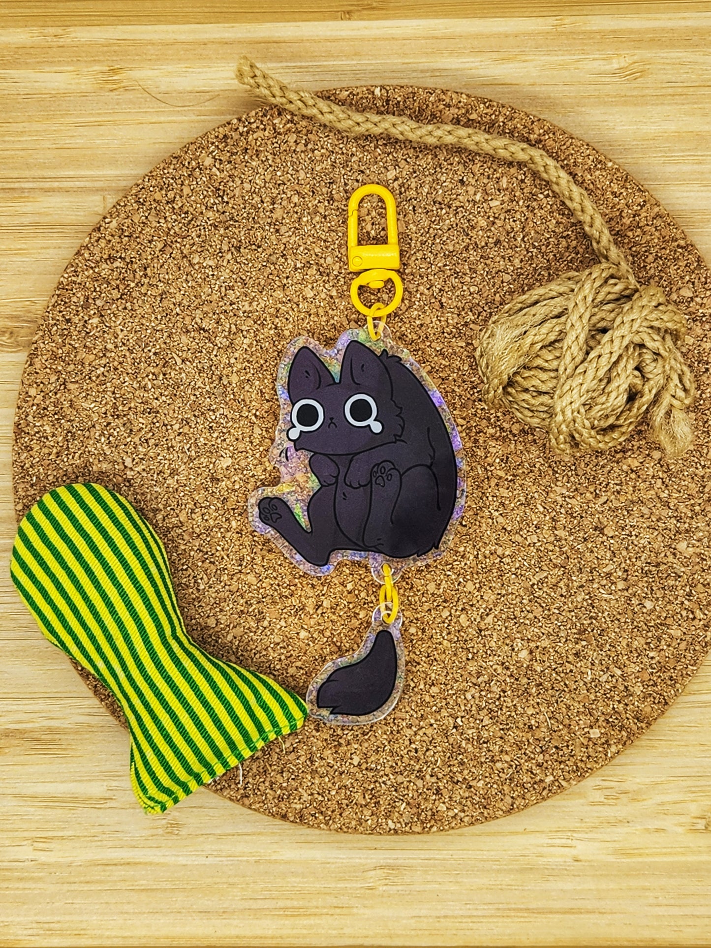 Black Cat Acrylic Charm - Scruffed! PREORDER