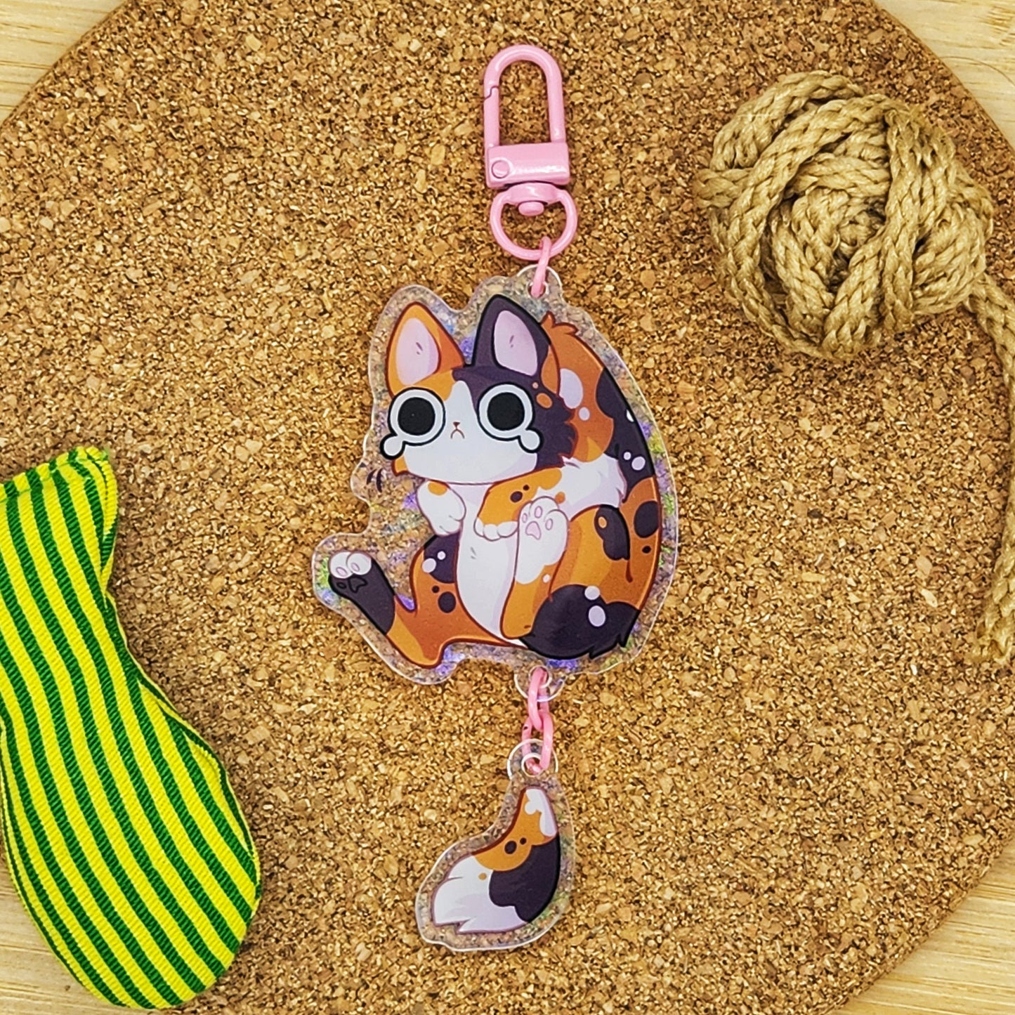 Calico Cat Acrylic Charm - Scruffed! PREORDER