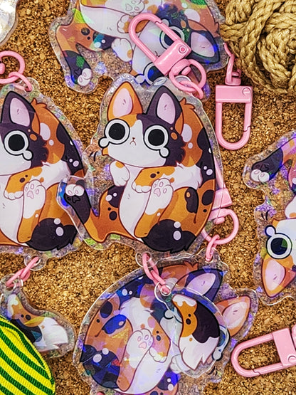 Calico Cat Acrylic Charm - Scruffed! PREORDER