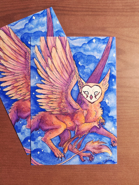 Owlish Creature - Mini Print
