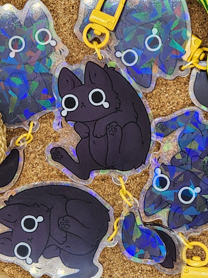 Black Cat Acrylic Charm - Scruffed! PREORDER