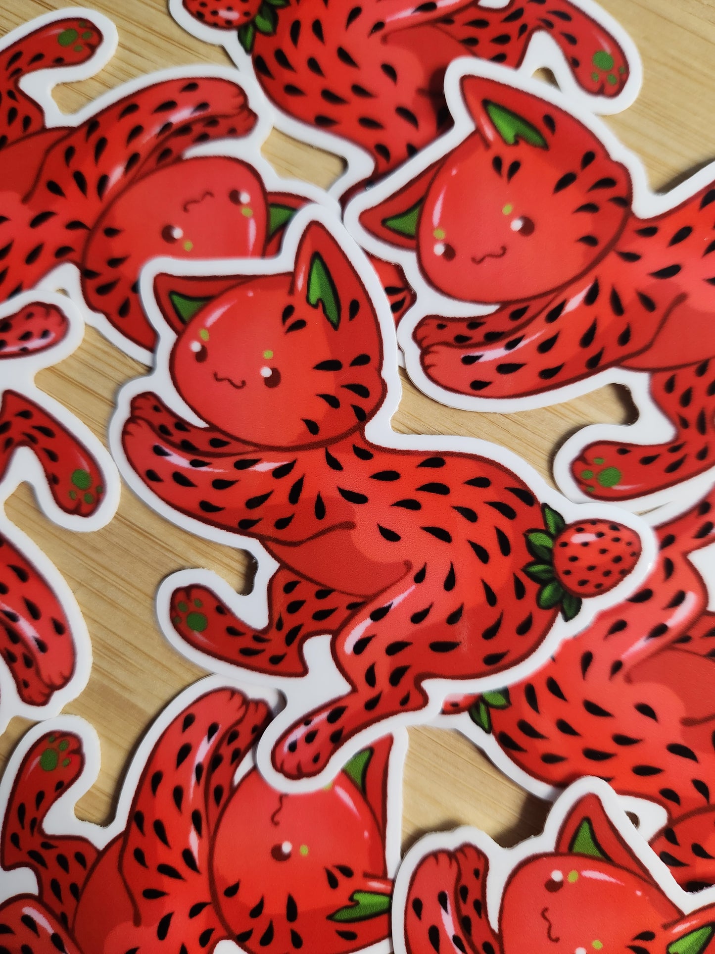 Feline Fruity Strawberry Cat - Sticker