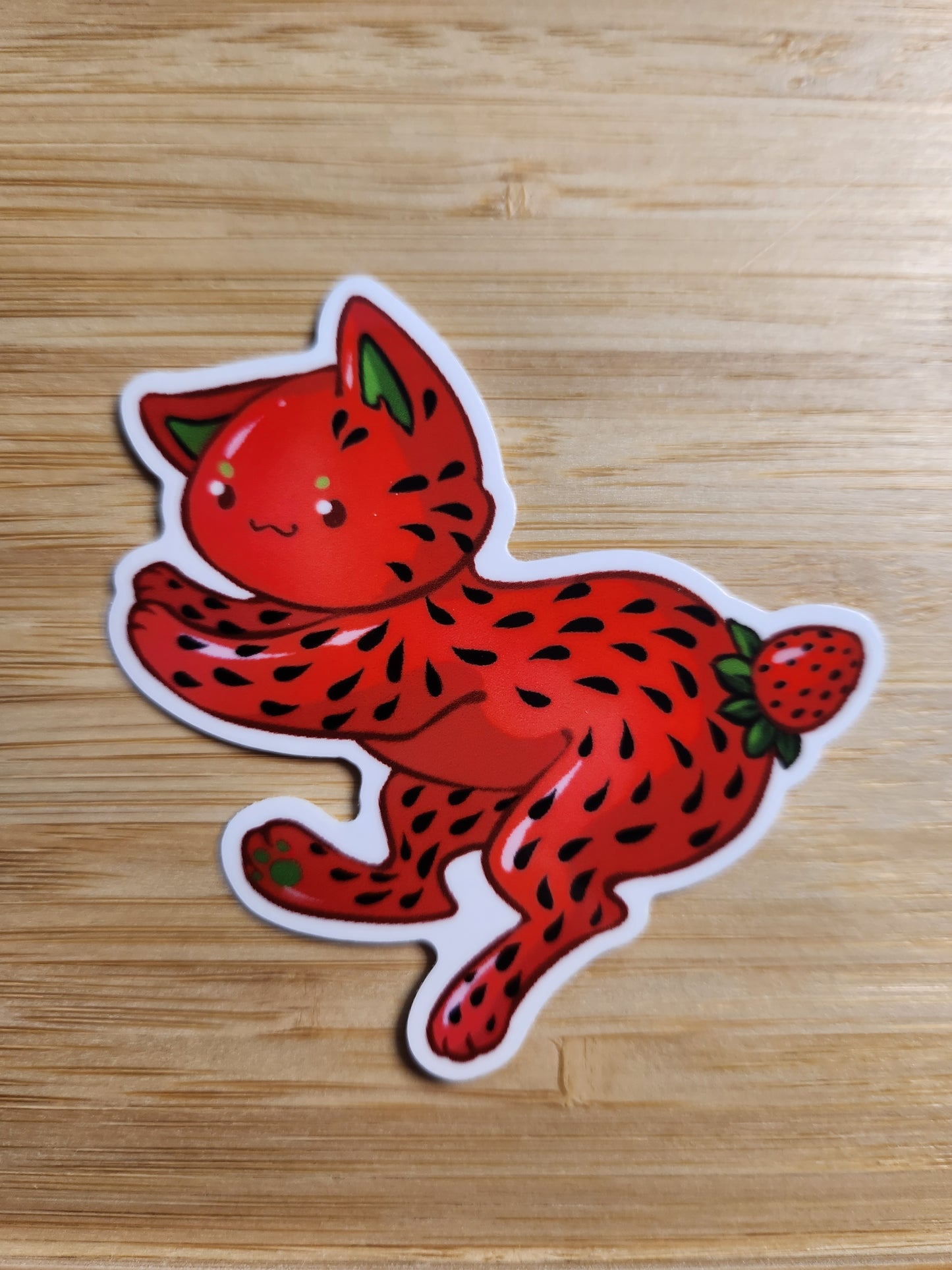 Feline Fruity Strawberry Cat - Sticker