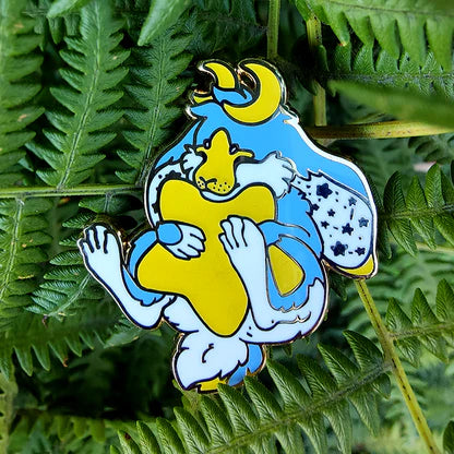 Starry Moon Jackalope • Glow in the Dark Enamel Pin