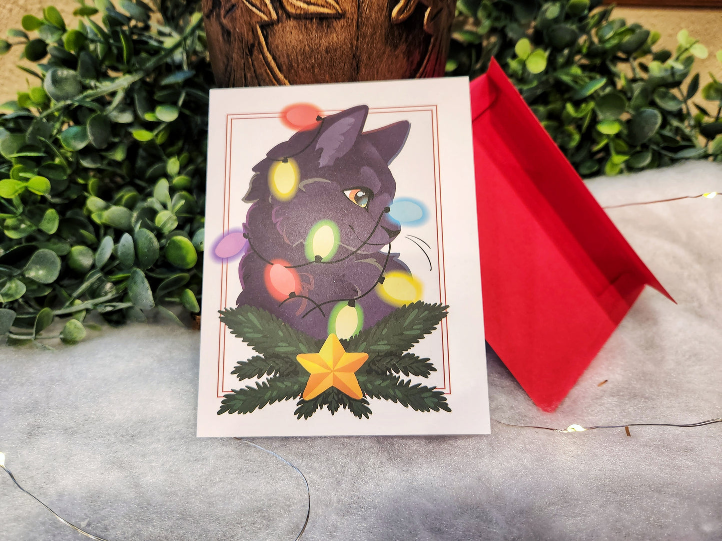 Cat Tangled - Holiday Greeting Card