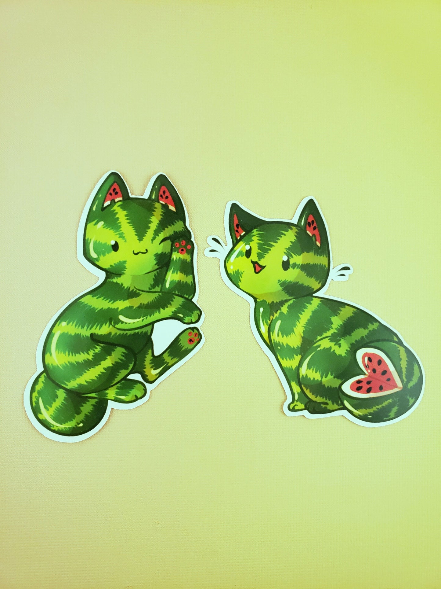 Feline Fruity Watermelon Cat - Sticker Duo