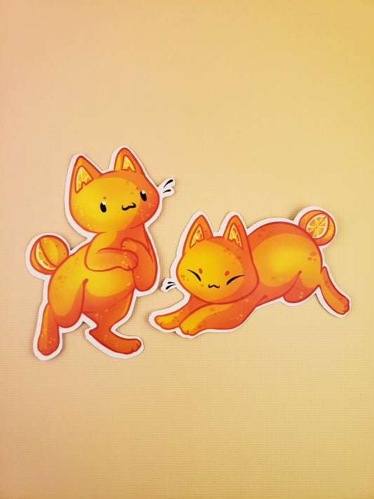 Feline Fruity Orange Cat - Sticker Duo